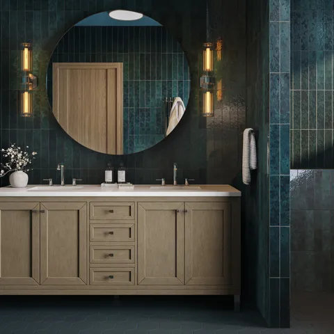 Amelia 2 x 13 Glossy Crackled Ceramic Tile in Denim