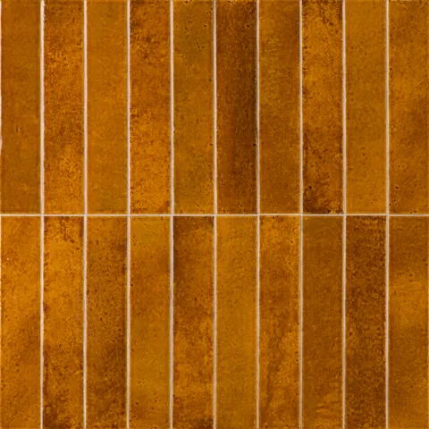 Amelia 2 x 13 Glossy Crackled Ceramic Tile in Turmeric