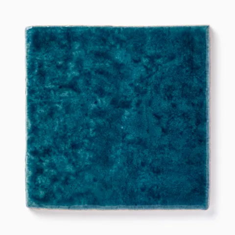 Amelia 4 x 4 Glossy Crackled Ceramic Tile in Denim