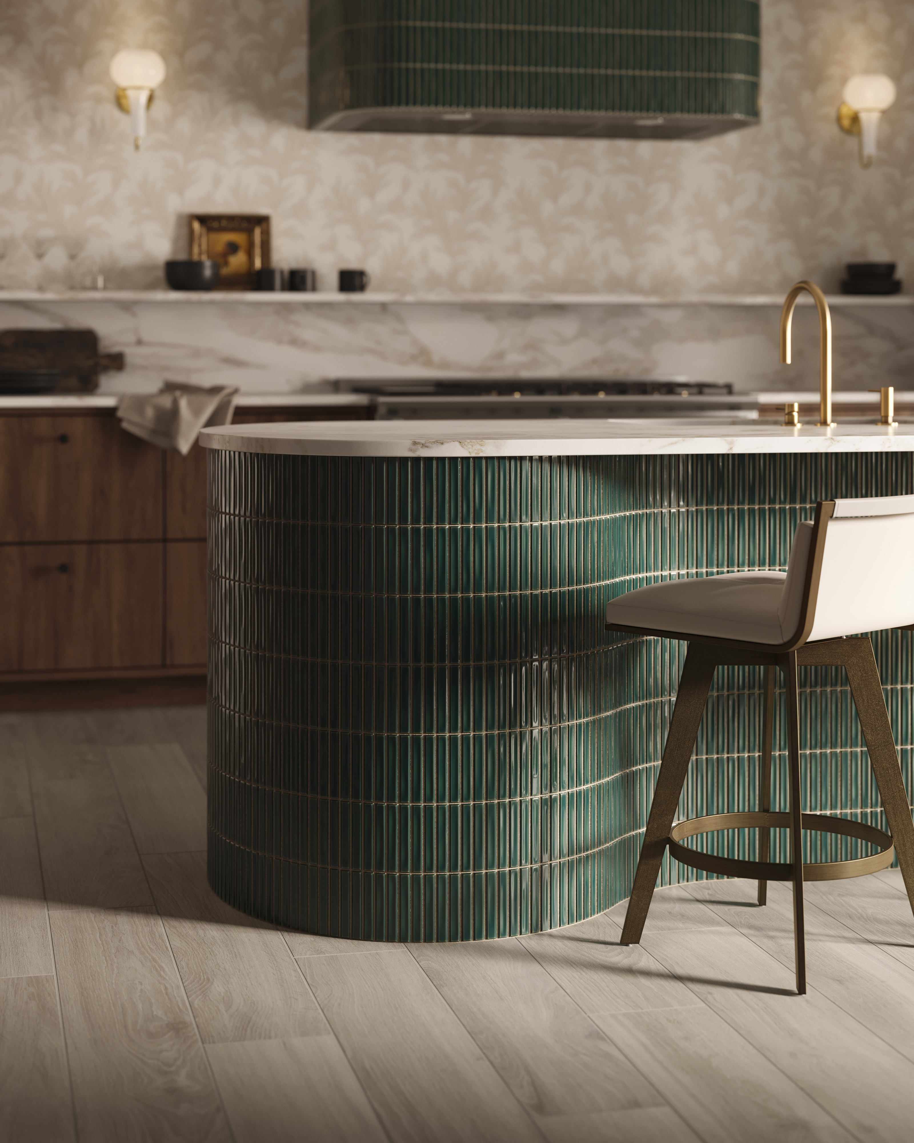Celia 5 x 10 Glossy Ceramic Tile in Royal Green | Edward Martin