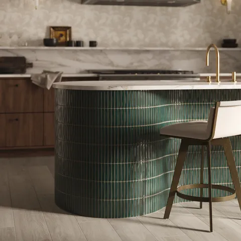 Celia 5 x 10 Glossy Ceramic Tile in Royal Green
