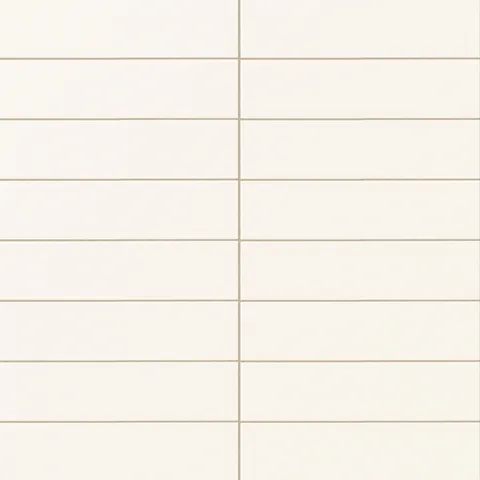 Matte subway tile in a soft chalk white tone with a flat rectangular design, clean stacked layout, crisp grout lines, and a smooth understated surface.