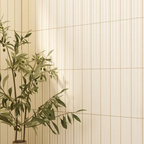 Mika 2.5 x 10 Matte Ceramic Reeded Tile in Chalk