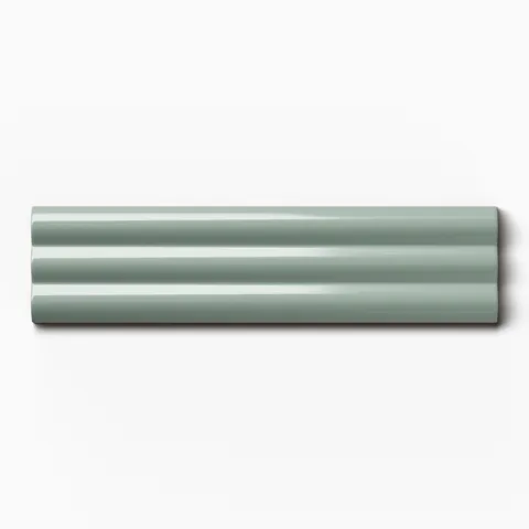 Mika 2.5 x 10 Glossy Ceramic Reeded Tile in Sage