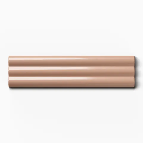 Mika 2.5 x 10 Glossy Ceramic Reeded Tile in Tan