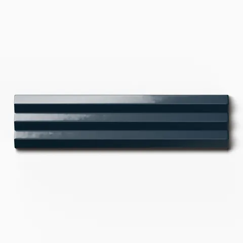 Mika 2.5 x 10 Glossy Ceramic Beveled Tile in Midnight