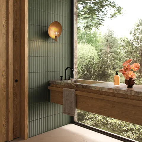 Alessio 4.5 x 9 Fluted Matte Porcelain Tile in Bosco