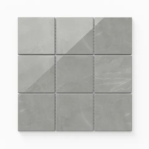 Leona 4 x 4 Polished Porcelain Mosaic Tile in Amani Grey