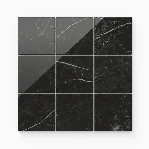 Leona 4 x 4 Polished Porcelain Mosaic Tile in Nero Marquina