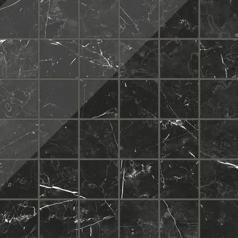 Leona 4 x 4 Polished Porcelain Mosaic Tile in Nero Marquina