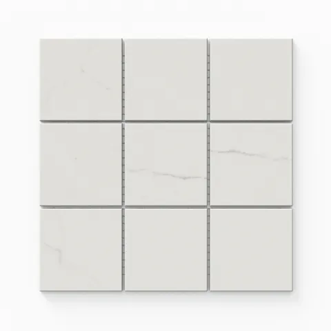 Leona 4 x 4 Matte Porcelain Mosaic Tile in Calacatta