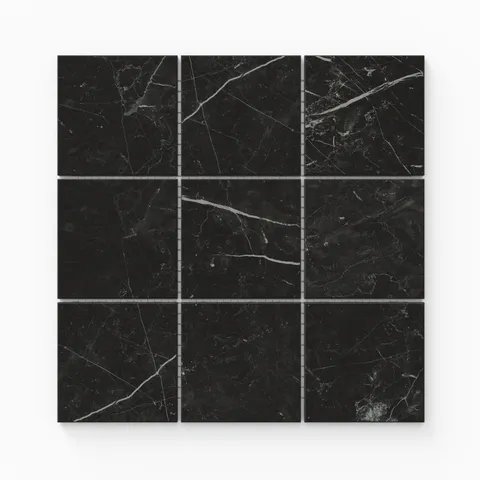 Leona 4 x 4 Matte Porcelain Mosaic Tile in Nero Marquina