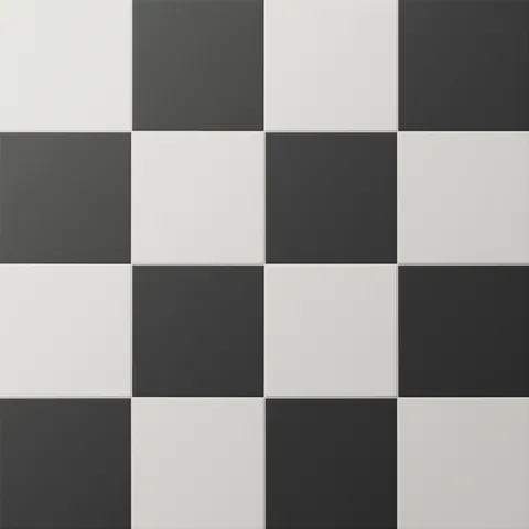 Merrick 8 x 8 Checkerboard Matte Porcelain Tile in Ambient White and Synth Black