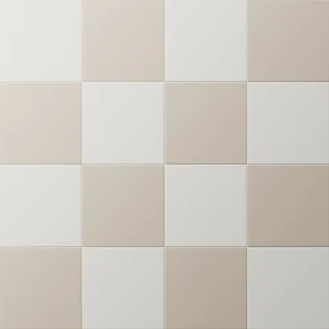 Merrick 8 x 8 Checkerboard Matte Porcelain Tile in Ambient White and Grunge Greige