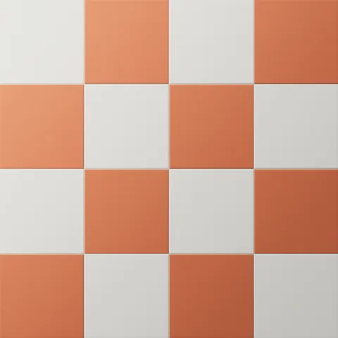 Merrick 8 x 8 Checkerboard Matte Porcelain Tile in Ambient White and New-Age Terracotta