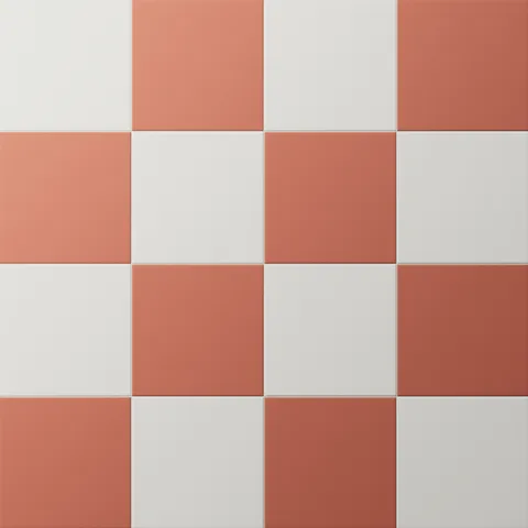 Merrick 8 x 8 Checkerboard Matte Porcelain Tile in Ambient White and Indie Rust