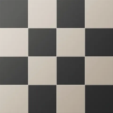 Merrick 8 x 8 Checkerboard Matte Porcelain Tile in Synth Black and Grunge Greige