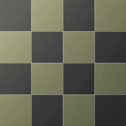 Merrick 8 x 8 Checkerboard Matte Porcelain Tile in Synth Black and Folk Green