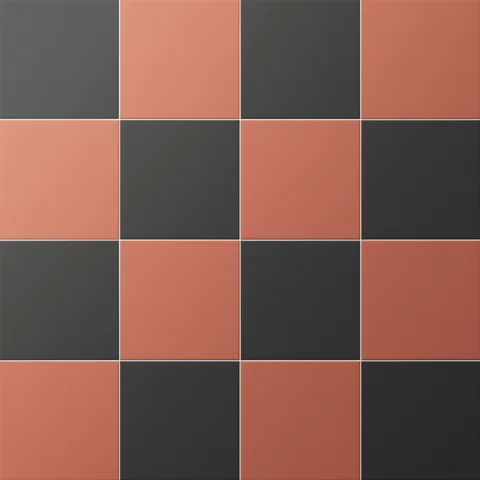 Merrick 8 x 8 Checkerboard Matte Porcelain Tile in Synth Black and Indie Rust