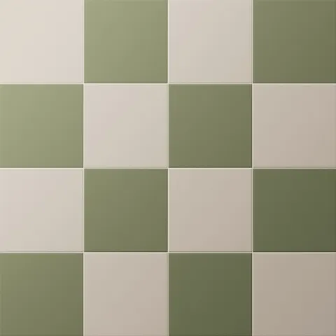 Merrick 8 x 8 Checkerboard Matte Porcelain Tile in Grunge Greige and Folk Green
