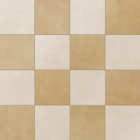 Isabel 6 x 6 Checkerboard Matte Porcelain Tile in Frosted Linen and Golden Sky