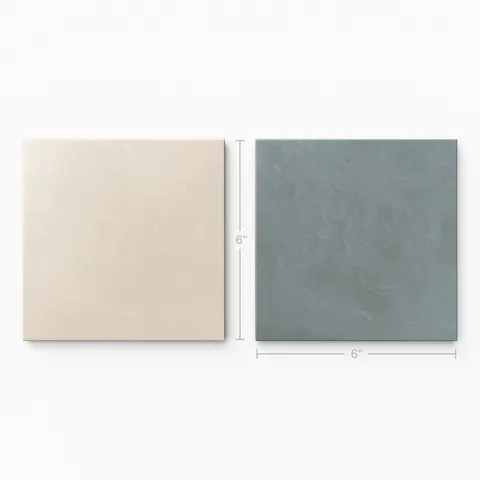 Isabel 6 x 6 Checkerboard Matte Porcelain Tile in Frosted Linen and Saltwater