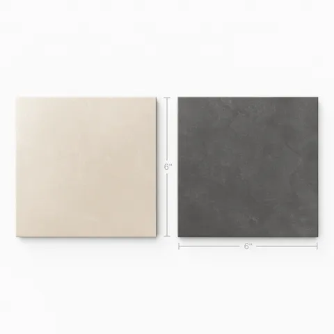 Isabel 6 x 6 Checkerboard Matte Porcelain Tile in Frosted Linen and Midnight Slate