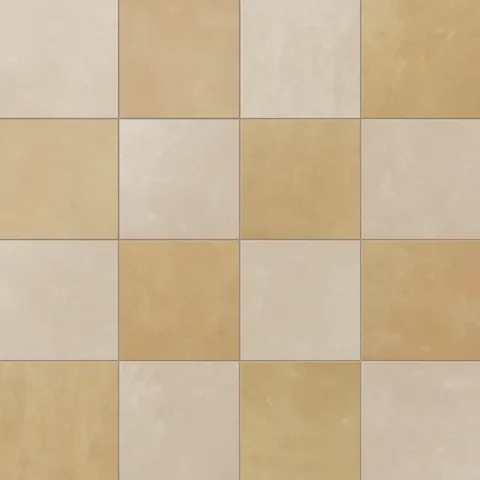 Isabel 6 x 6 Checkerboard Matte Porcelain Tile in Almond Mist and Golden Sky