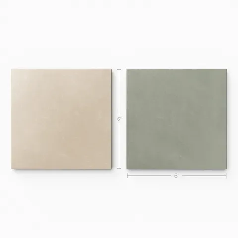 Isabel 6 x 6 Checkerboard Matte Porcelain Tile in Almond Mist and Soft Sage