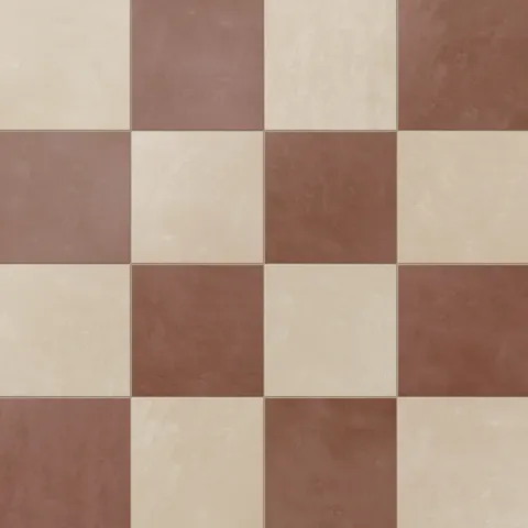 Isabel 6 x 6 Checkerboard Matte Porcelain Tile in Almond Mist and Burnt Umber