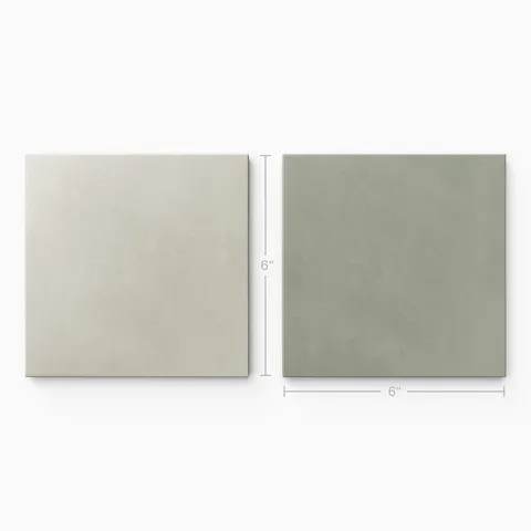 Isabel 6 x 6 Checkerboard Matte Porcelain Tile in Silverstone and Soft Sage