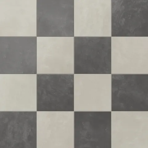 Isabel 6 x 6 Checkerboard Matte Porcelain Tile in Silverstone and Midnight Slate
