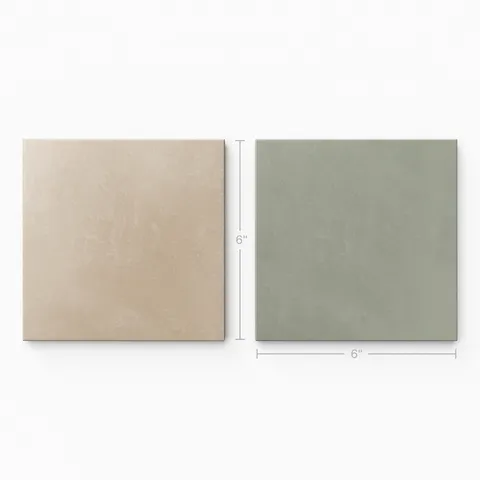 Isabel 6 x 6 Checkerboard Matte Porcelain Tile in Sahara Sand and Soft Sage