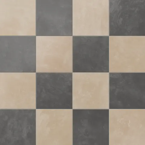 Isabel 6 x 6 Checkerboard Matte Porcelain Tile in Sahara Sand and Midnight Slate
