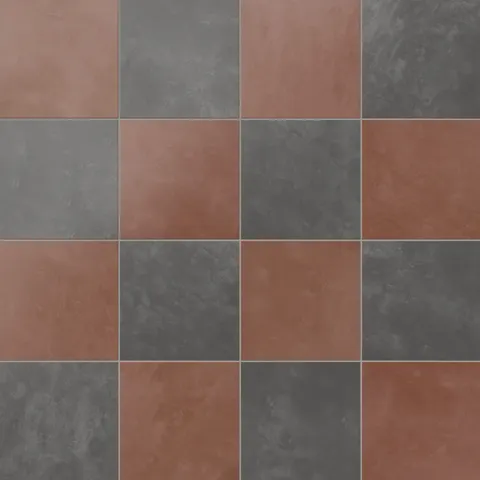 Isabel 6 x 6 Checkerboard Matte Porcelain Tile in Midnight Slate and Burnt Umber