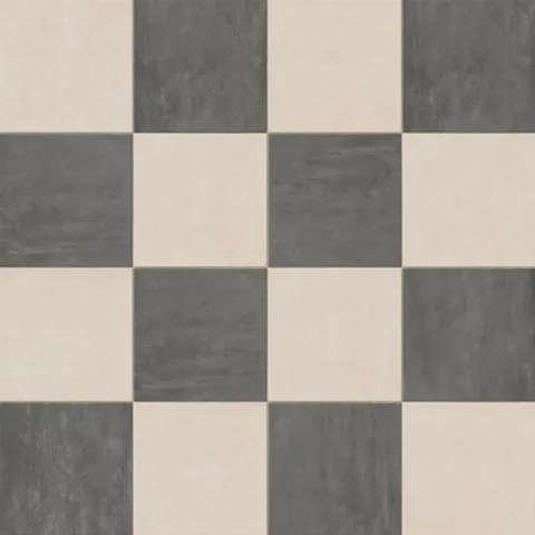 Kai 12 x 12 Checkerboard Matte Porcelain Tile in Alabaster and Moka