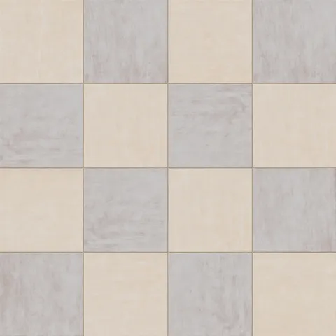 Kai 12 x 12 Checkerboard Matte Porcelain Tile in Alabaster and Smoke