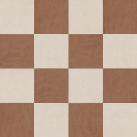 Kai 12 x 12 Checkerboard Matte Porcelain Tile in Alabaster and Terracotta