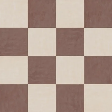 Kai 12 x 12 Checkerboard Matte Porcelain Tile in Alabaster and Marron