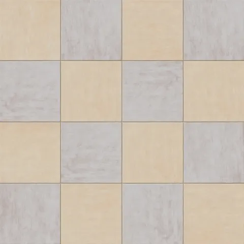 Kai 12 x 12 Checkerboard Matte Porcelain Tile in Almond and Smoke