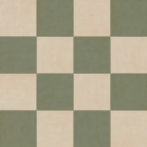 Kai 12 x 12 Checkerboard Matte Porcelain Tile in Almond and Jade