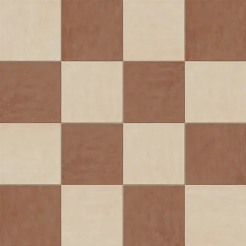 Kai 12 x 12 Checkerboard Matte Porcelain Tile in Almond and Terracotta