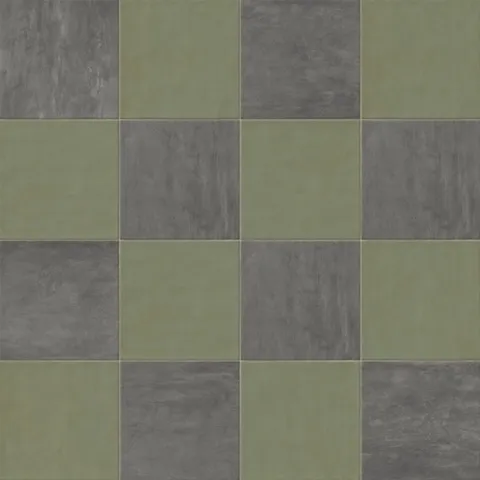 Kai 12 x 12 Checkerboard Matte Porcelain Tile in Moka and Jade