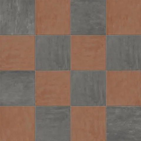 Kai 12 x 12 Checkerboard Matte Porcelain Tile in Moka and Terracotta