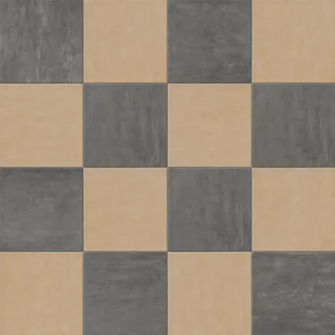 Kai 12 x 12 Checkerboard Matte Porcelain Tile in Moka and Buttercup