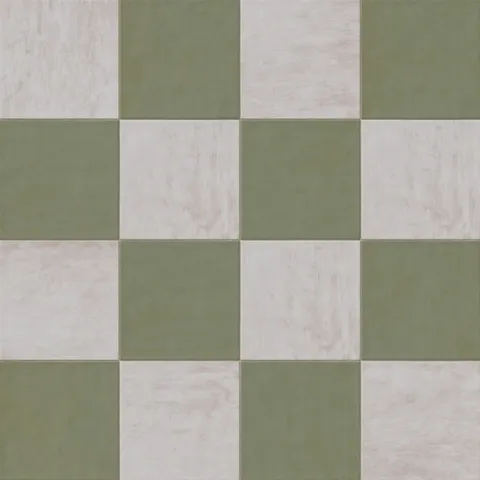 Kai 12 x 12 Checkerboard Matte Porcelain Tile in Smoke and Jade