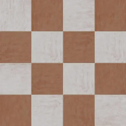 Kai 12 x 12 Checkerboard Matte Porcelain Tile in Smoke and Terracotta