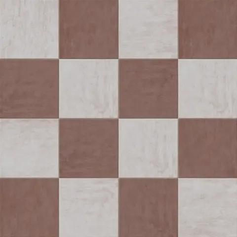 Kai 12 x 12 Checkerboard Matte Porcelain Tile in Smoke and Marron