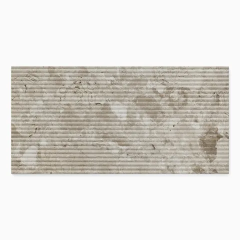 Cassia 24 x 48 Matte Porcelain Fluted Tile in Mocaccino