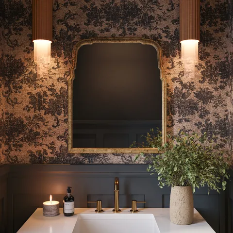 Clementine  Mirror in Antiqued Gold Leaf